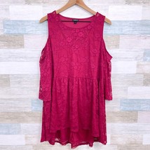 Torrid Lace Cold Shoulder Top Red Illusion Neck Sleeves Womens Plus Size 2X - $34.64