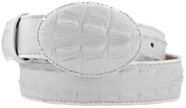 White Western Cowboy Leather Crocodile Alligator Tail Design Belt Rodeo ... - $29.99
