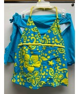 OP GIRLS 3 PC SWIM SUIT TOP, BOTTOMS, SKIRT BLUE/YELLOW ASST SIZES BRAND... - £7.05 GBP