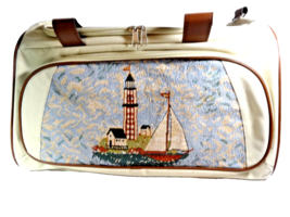 Lighthouse Luggage Tapestry Tote Canvas Zippered Travel Overnight PVC Ha... - £21.41 GBP