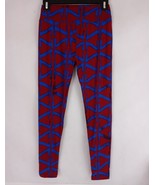 LuLaRoe Leggings OS Red With Blue Designs - $14.95 CAD