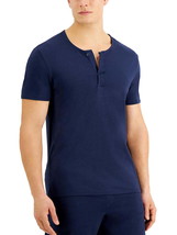 Alfani Men&#39;s Quick-Dry Split Neck Pajama T-Shirt in Navy-Medium - £13.58 GBP