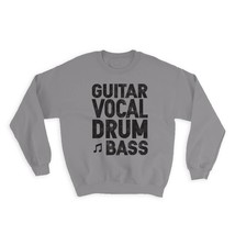Guitar Vocal : Gift Sweatshirt Drum Bass Band Music Musician - £22.94 GBP