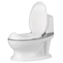 Realistic Potty Training Toilet Kids Toddlers W/ Flush Sound Gray - £53.59 GBP