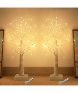 2 Pack White Birch Tree With 72 Led Lights 22&quot; Table Lighted Trees With ... - £32.35 GBP