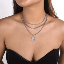 Turquoise & Silver-Plated Sun Pendant Necklace Set - £11.93 GBP