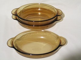 (3) Corning Visions Vision Ware Amber Au Gratin Oval Casserole Dishes V-... - £49.29 GBP