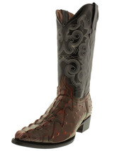 Mens Black Cherry Cowboy Boots Alligator Ostrich Pattern Leather Western J Toe - £85.71 GBP