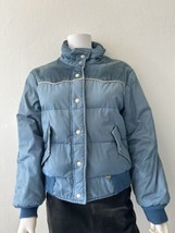 Vintage Levis Puffer Jacket Coat Down Filled Courderoy Blue Women’s Large - £87.09 GBP