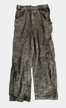 Free People High Road Barrel Pants XS Gray Acid Wash Pull On Linen Blend Boho image 3