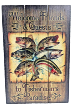 Rivers Edge Fisherman Paradise Wood Wall Hanging Plaque 8 x 12-inch Rust... - $12.72