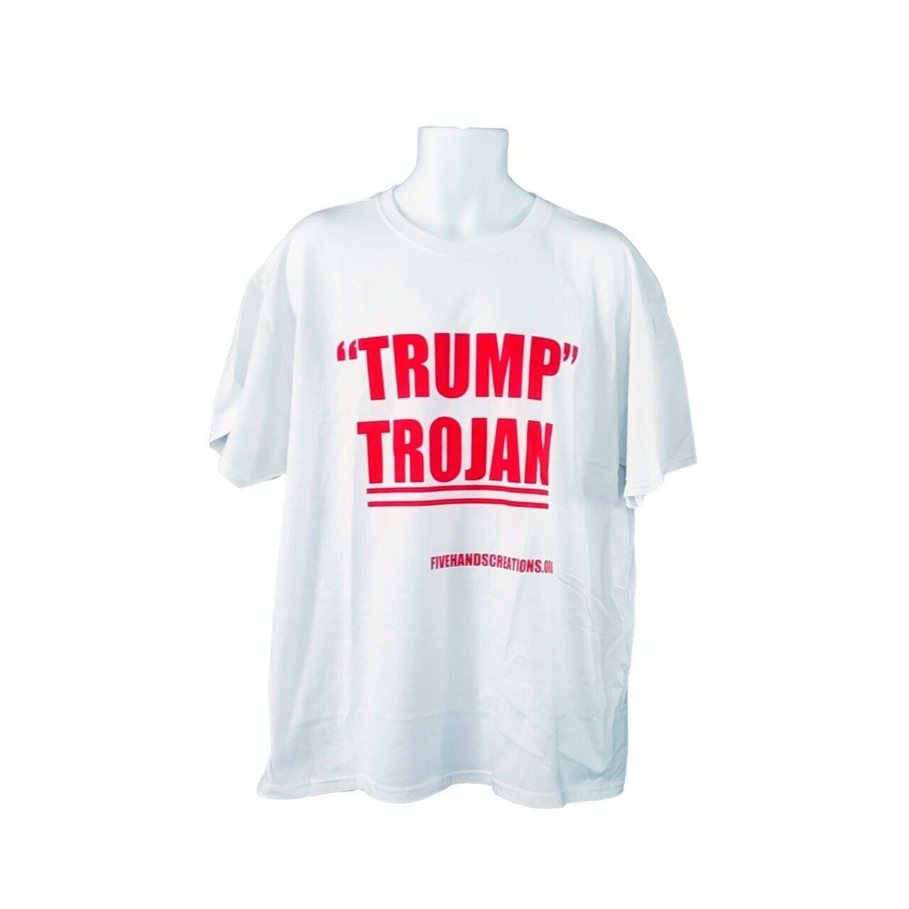 Trump Tshirt Short Sleeve Unisex Mens Womens T shirt Large 30" L White Crew Neck - £4.31 GBP