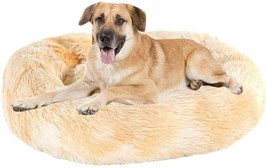 Calming Bed for Dogs Cats - Faux Fur Donut Cuddler Dog Beds - Large 39.2inch - £55.37 GBP