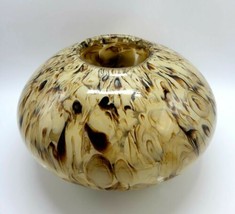 Manhattan Chic Artisan 10 x 6&quot; Handmade Round Vase - Beige w/ Brown Swirls - £31.64 GBP