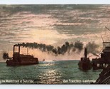 Vapore Navi Lungo Waterfront Sunrise San Francisco Ca 1909 DB Cartolina D18 - $21.45