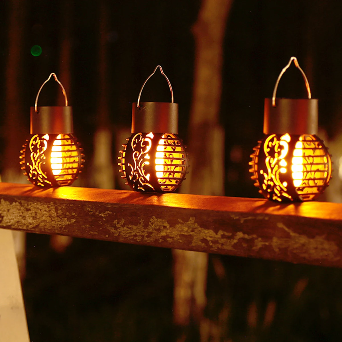 Solar Lantern Hanging Lamp Waterproof LED Flame Light Garden Decoration Outdoor  - £149.41 GBP