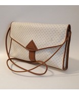 Liz Claiborne Shoulder Bag Purse Tan Leather Trim Off White Handbag Tote... - £23.72 GBP