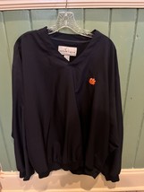 Clemson Long Sleeve V-Neck 100% Polyester Cutter &amp; Buck Size XL Vintage wPockets - £18.48 GBP