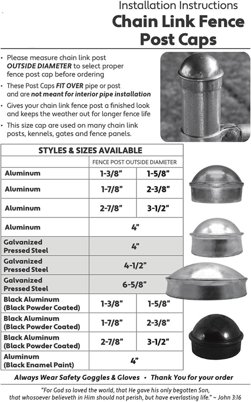 4" Chain Link Fence Post Cap - Use for 4" outside Diameter Post/Pipe - Aluminum  Item image 4