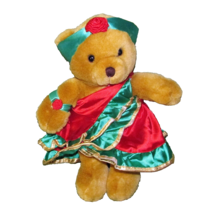 Gibson Greetings Feliz Navidad Bears Plush Teddy 11&quot; Christmas Red Green Dress - £10.79 GBP