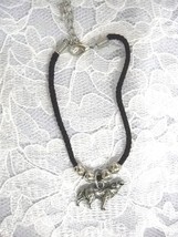 BLACK CORD &amp; SILVERTONE BEADS w 3D FULL BODY TOTEM WOLF SPIRIT CHARM BRA... - $110.27 MXN