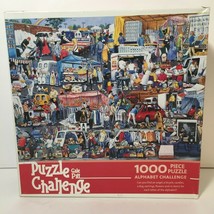 Puzzle Challenge 1000 Pcs. Alphabet Car Boot Sale 2005 Gale Pitt Seek and Find - $19.78