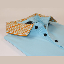 Men Sports Shirt PAZO by DE-NIKO Short Sleeves Cotton Polo Shirt DBK2303 Blue image 4