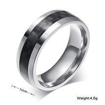 ZORCVENS fashion men ring carbon fiber jewelry stainless steel rings for man cla - £7.70 GBP