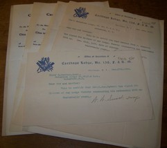 1902-07 Lot 7 Carthage Ny Masonic Letter Letterhead Masonry Document Billhead - £11.86 GBP
