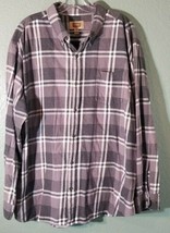 Men&#39;s Gray &amp; White Button Up Collared Long Sleeve Shirt Size 2XL  - $12.22