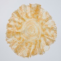 Vintage Crochet Cotton Lace Orange Yellow White Round Doily Mat 14&quot; - £9.29 GBP
