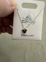 Disney Parks Mickey Mouse Faux Amethyst February Birthstone Necklace Gold Color - £26.29 GBP