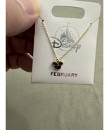 Disney Parks Mickey Mouse Faux Amethyst February Birthstone Necklace Gol... - £25.88 GBP