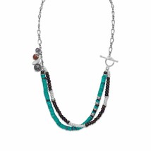 925 Sterling Silver Multi-stones Terra Bella Double Strands Beaded Necklace 21&quot; - £174.89 GBP