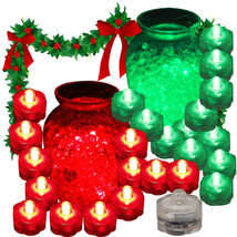 12 RED &amp; 12 GREEN Christmas Lights Holiday Submersible LED Tea Light Dec... - $36.99