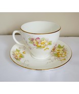 Old Royal Sampson Smith Vintage Cup and Saucer Yellow &amp; Pink Flowers Gol... - $20.52 CAD