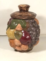 Vintage MCM Jamar Mallory Ceramic Studio Fruit Cornucopia Cookie Jar Made In USA - £71.20 GBP