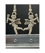 Silver tone Cherub Angel Cupid Dangel Earrings 1&quot; - £7.61 GBP