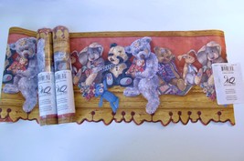 Lot of 3 Rolls Teddy Bears &amp; Bunnies Rabbits Vintage Wallpaper Border Wallquest - £22.70 GBP