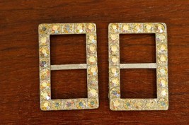 Vintage Costume Jewelry Mini AB Rhinestone Pot Metal ANN Shoe Buckles - $12.86