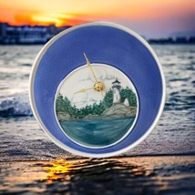 Georgetown Pottery Clock Lighthouse Round Maine Coast Vintage Signed Handpainted - £28.80 GBP