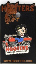 NEW! WARNER ROBINS, GA HOOTERS BETTY BOOP GIRL ON MOTORCYCLE BIKE LAPEL PIN - £11.79 GBP