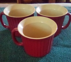 3 Red CORNINGWARE Colours Stoneware Soup Chili Cup Bowl Mug Large 20 oz. Autumn - £33.05 GBP