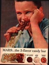 1957 MARS Toasted Almond Chocolate Bar - Kid Eating Candy Bar - Retro VINTAGE AD - £17.70 GBP