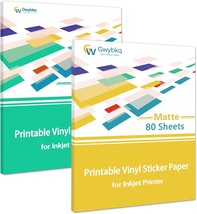 Printable Vinyl Sticker Paper For Inkjet Printer, 80 Sheets Matte, 80 Sheets - £33.87 GBP