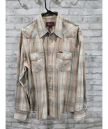 Marlboro Classics Western White Pearl Snaps Tan Check Plaid Size XL - $27.11 CAD