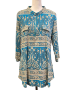 Ninedaily Womens 1/4 Zipper Paisley Blouse Size 2XL 3/4 Embellished Slee... - $17.64