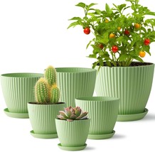 Plant Pots With Drainage Holes And Tray Saucer - 7.5/6.5/5.5/4.9/4.2/3.5... - $553.53 MXN