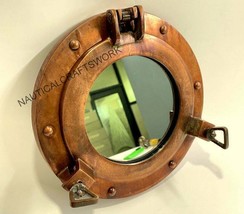 Nautical vintage Porthole Ship Mirror Window Copper Antique Aluminium  - £75.40 GBP