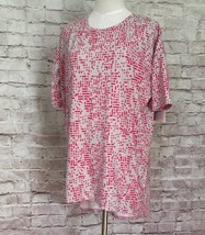 LuLaRoe IRMA Womens XS Chest 48” Tuni Top Geometric Dash Print Gray Magenta - $17.60